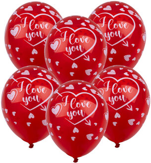 Valentijn ballonen set - 12x - I Love You - latex - 30 cm? Rood