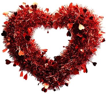 Valentijn Hart Kransen Hartvormige Kransen Met Folie Harten Opknoping Valentijn Rood