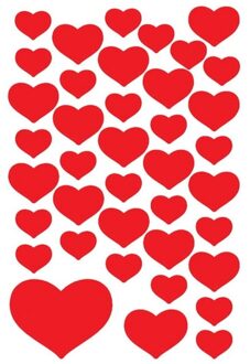 Valentijn hartjes stickers 120x stuks - Stickers Rood