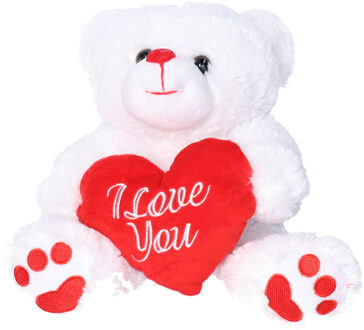 Valentijn knuffel beertje - hartje I Love You - 27 cm - pluche - knuffelbeer Multi