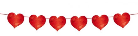 Valentijn of bruiloft thema slingers rode hartjes - Feestslingers Rood