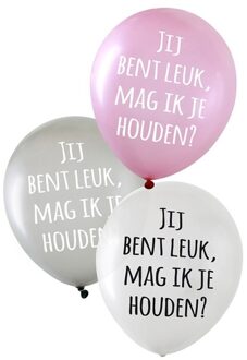 Valentijn thema ballonnen - 6x stuks - jij bent leuk, mag ik je houden - latex - versieringen