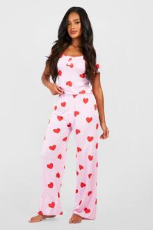 Valentijns Hartjes Pyjama Met Knopen, Pink - 34