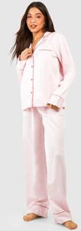 Valentijns Pyjama Set Met Contrasterende Biezen En Knopen, Pink - 34