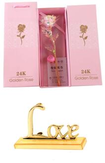Valentijnsdag Creatief Cadeau 24K Folie Goud Rose Duurt Forever Love Wedding Decor Lover Verlichting Rose licht lijn met base