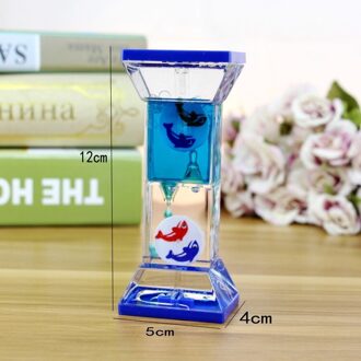 Valentijnsdag Dubbele Zandloper Vloeibare Timer Visuele Timer Olie Vloeibare Motion Zandloper Drijvende Bureau Hart Decoratie Acryl blauw 12x5cm