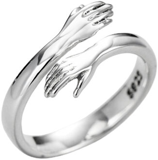 Valentijnsdag Liefde Knuffel Open Ring Retro Eenvoudige Ringen Brief Vinger Ring Unisex Maat Verstelbaar Ring Sieraden 1stk - A