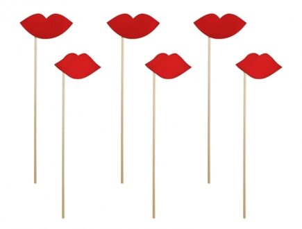 Valentijnsdag/love thema foto props set - lippen - 6x stuks - Kusjes geven op de foto