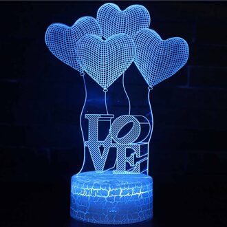 Valentijnsdag Vriendin 3D Night Led Kleurrijke Gradient Afstandsbediening Nachtlampje Usb Acryl Lights Party Favor