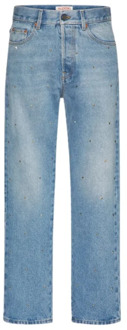 Valentino Denim broek met Rockstud Spike studs over de hele kleding Valentino , Blue , Heren - W34
