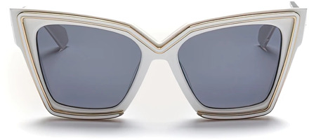 Valentino Geometrische Cat-Eye Zonnebril in Wit/Lichtgoud Valentino , White , Dames - ONE Size