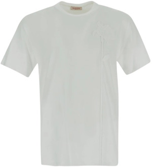 Valentino Katoenen Bloemen T-shirt Valentino , White , Heren - Xl,L,M,S
