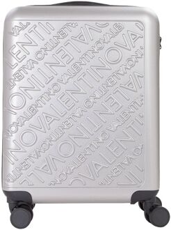 Valentino Mars Small-Size Carry On Suitcase silver hardcase koffer Zilver - H 54 x B 38 x D 20 cm