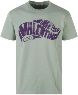 Valentino Surf Print T-shirt Valentino , Green , Heren - L,S,3Xl