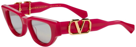 Valentino V-Due Zonnebril - Limited Edition Valentino , Red , Dames - 50 MM
