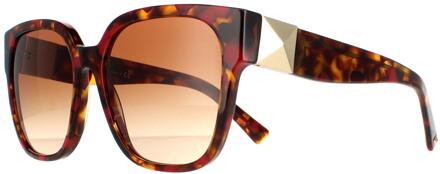 Valentino Vierkant Dames Red Havana Bruin Gradiënt VA4111 Zonnebril - maat