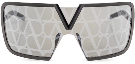 Valentino Vierkante montuur zonnebril Valentino , Black , Dames - ONE Size
