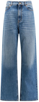 Valentino Wijde katoenen jeans Valentino , Blue , Dames - W28,W27
