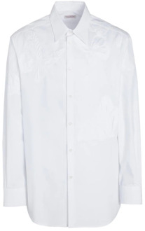 Valentino Witte Katoenen Geborduurde Overhemd Valentino , White , Heren - Xl,L