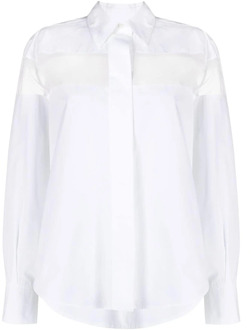 Valentino Witte Verfijnde Katoenen Overhemd met Transparante Organza Inzet Valentino , White , Dames - XS