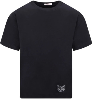 Valentino Zwart katoenen T-shirt met logo detail Valentino , Black , Heren - Xl,M,S