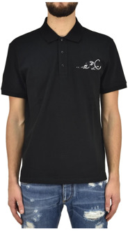 Valentino Zwarte Heren Katoenen Polo Shirt Logo Mod.MV0MH01M47C0NO Valentino , Black , Heren - XL