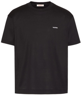 Valentino Zwarte Logo Print T-shirts en Polos Valentino , Black , Heren - Xl,L,M