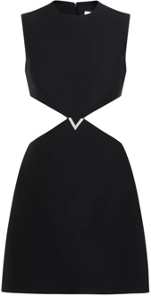Valentino Zwarte Mini Jurk met V Logo Valentino , Black , Dames - XS