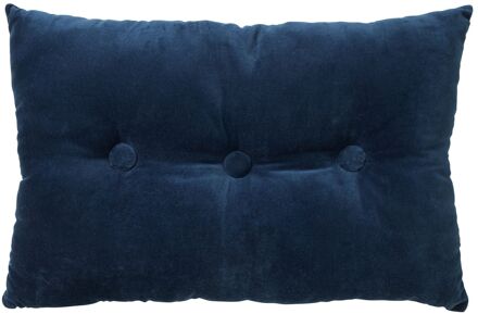 VALERIE - Sierkussen 40x60 cm - velvet - met knopen - Insignia Blue - donkerblauw