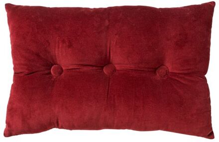 VALERIE - Sierkussen 40x60 cm - velvet - met knopen - Merlot - rood