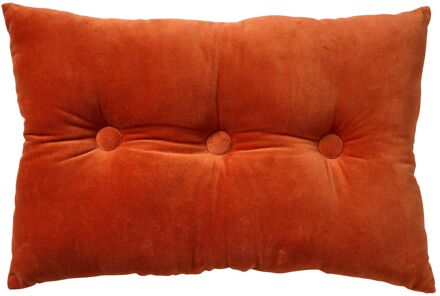 VALERIE - Sierkussen 40x60 cm - velvet - met knopen - Potters Clay - oranje Rood