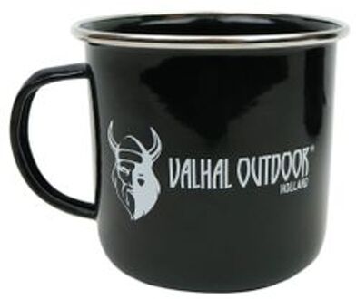 Valhal - Outdoor Koffiemok Emaille - Edelstaal - Zwart
