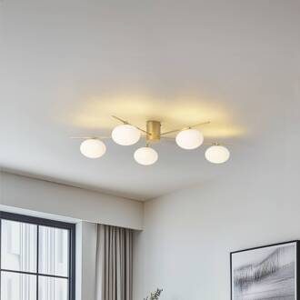 Valisa plafondlamp, goud, 5-lamps goud, wit