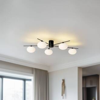 Valisa plafondlamp, zwart, 5-lamps zwart, wit