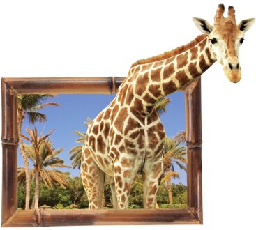 Valse venster 3D Giraffe Animal Muursticker achtergrond Decoratie emulatie Interieur woonkamer Decals Art Stickers poster