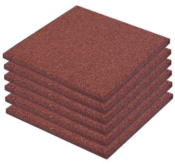 Valtegel 6 st 50x50x3 cm rubber rood Multikleur