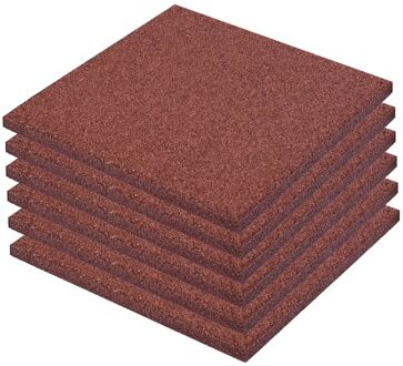 Valtegel 6 st 50x50x3 cm rubber rood