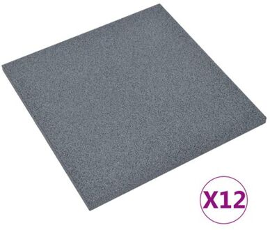 Valtegels 12 st 50x50x3 cm rubber grijs Multikleur