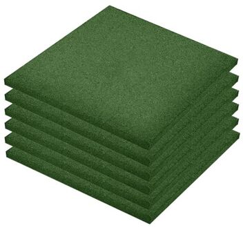 Valtegels 6 st 50x50x3 cm rubber groen Multikleur