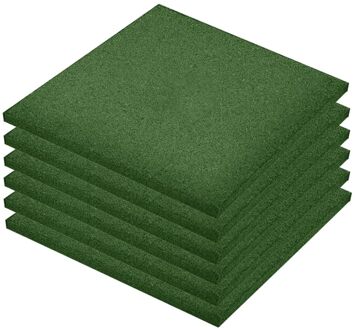 Valtegels 6 st 50x50x3 cm rubber groen