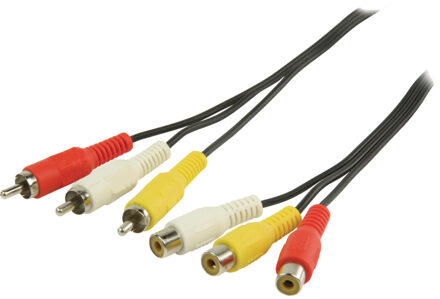 Valueline 5m 3 x RCA m/m composiet videokabels Zwart