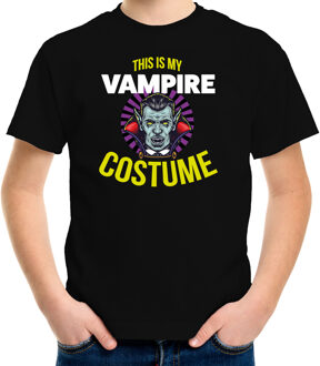 Vampire costume halloween verkleed t-shirt zwart voor kinderen 122-128 (S) - Feestshirts