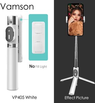 Vamson Met Draadloze Bluetooth Afstandsbediening En 3 Kleuren 9 Modi Dubbele Vulling Licht Opvouwbare Statief Selfie Stick Voor Iphone VP405 VP405 wit