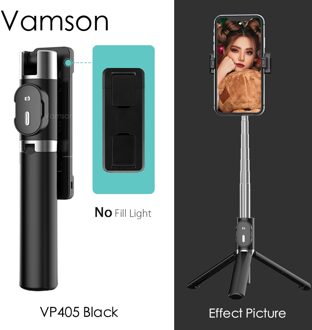 Vamson Met Draadloze Bluetooth Afstandsbediening En 3 Kleuren 9 Modi Dubbele Vulling Licht Opvouwbare Statief Selfie Stick Voor Iphone VP405 VP405 zwart
