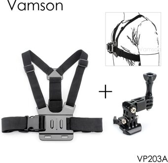 Vamson voor GoPro Accessoires Borst Body Harness Belt Strap Mount Verstelbare Voor Gopro Hero 5 4 7 6 voor SJCAM voor Xiaomi VP203A