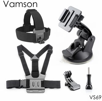 Vamson voor Gopro Hero 7 5 4 4 sessie Accessoires Set Hoofd Strap Borstband Zuignap Voor Xiaomi voor yi 4 K voor EKEN H9R VS69