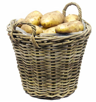 van der Leeden Aardappelmand met hengsels - rotan gevlochten - D30 x H23 cm - aardappel mand