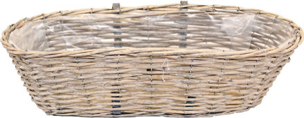 van der Leeden Balkonmand - ovaal - rotan gevlochten - 56 x 22 x 17 cm - bloemen/planten - schuttingmand
