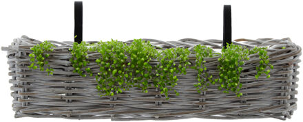 van der Leeden Balkonmand - rotan gevlochten - wit - 60 x 20 x 16 cm - bloemen/planten - schuttingmand
