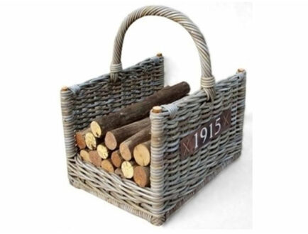 van der Leeden Haardmand - bruin - L45 x B35 x H30 cm - rotan - gevlochten riet - haardhout opslag mand